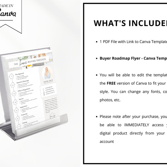 Home Buying Flyer | Buyer Roadmap Guide | Home Buying Timeline | Real Estate Marketing Material | Modern Marketing Template |Canva Template