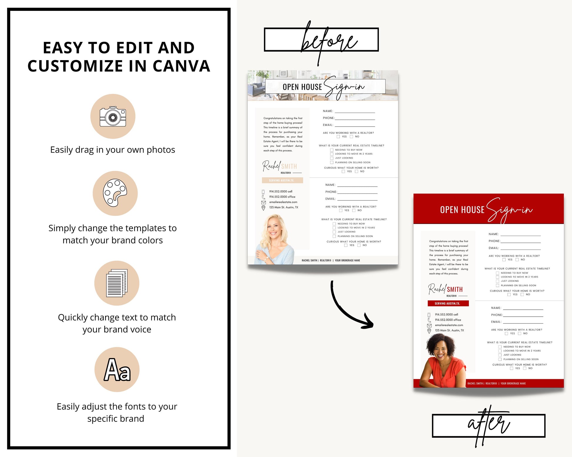 Open House Sign-In Sheet | Realtor Marketing Materials | Open House Sign In | Real Estate Marketing | Canva Template | Open House | Vol 4
