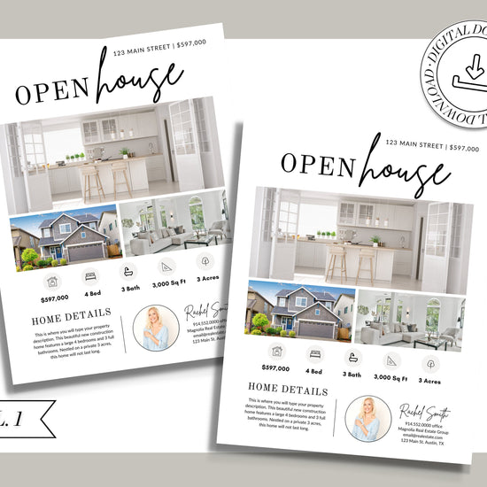 Open House Flyer | Real Estate Open House Flyer Template | Just Listed Flyer | Real Estate Marketing | Editable Canva Template | Postcard