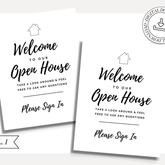 Printable Open House Real Estate Welcome Sign | Real Estate Open House Flyer | Open House Sign In | Open House Template | Canva Template
