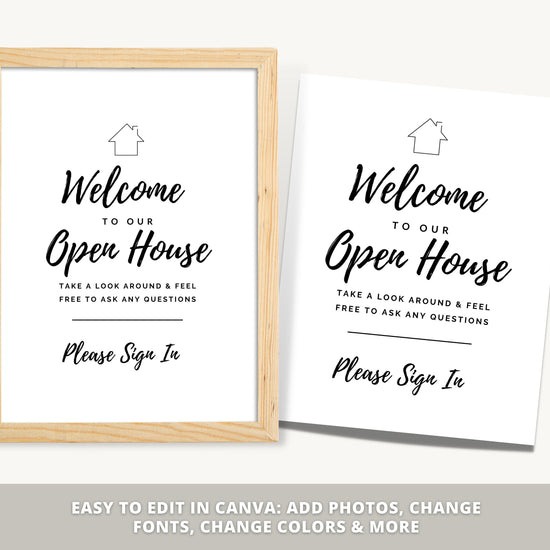 Printable Open House Real Estate Welcome Sign | Real Estate Open House Flyer | Open House Sign In | Open House Template | Canva Template