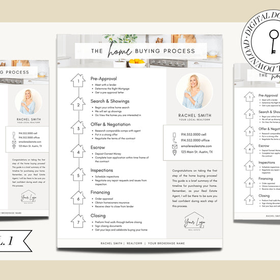 Home Buying Flyer | Buyer Roadmap Guide | Home Buying Timeline | Real Estate Marketing Material | Modern Marketing Template |Canva Template