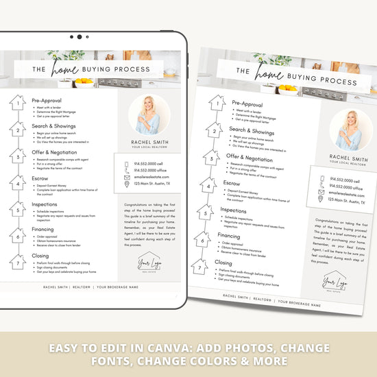 Home Buying Flyer | Buyer Roadmap Guide | Home Buying Timeline | Real Estate Marketing Material | Modern Marketing Template |Canva Template