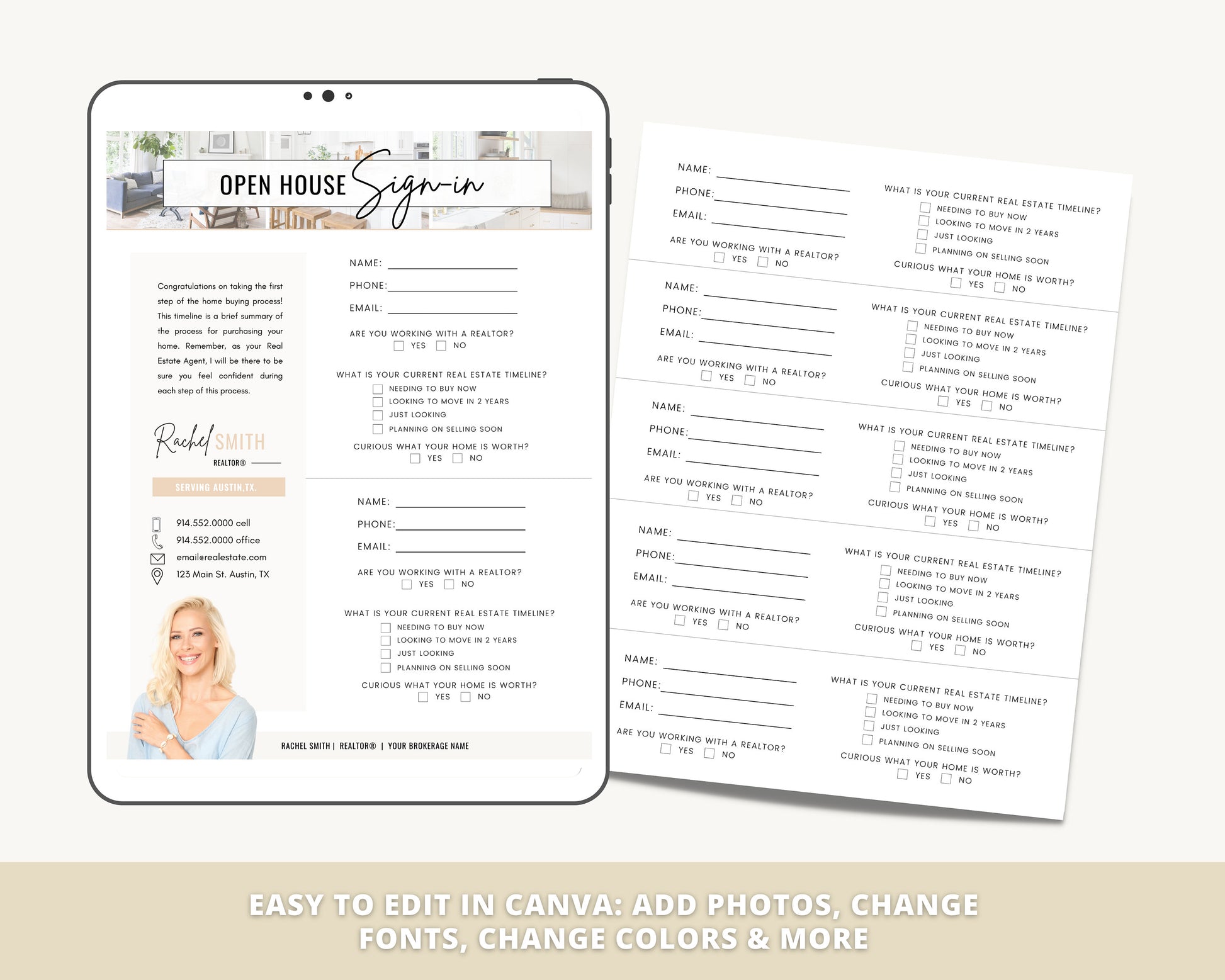 Open House Sign-In Sheet | Realtor Marketing Materials | Open House Sign In | Real Estate Marketing | Canva Template | Open House | Vol 4