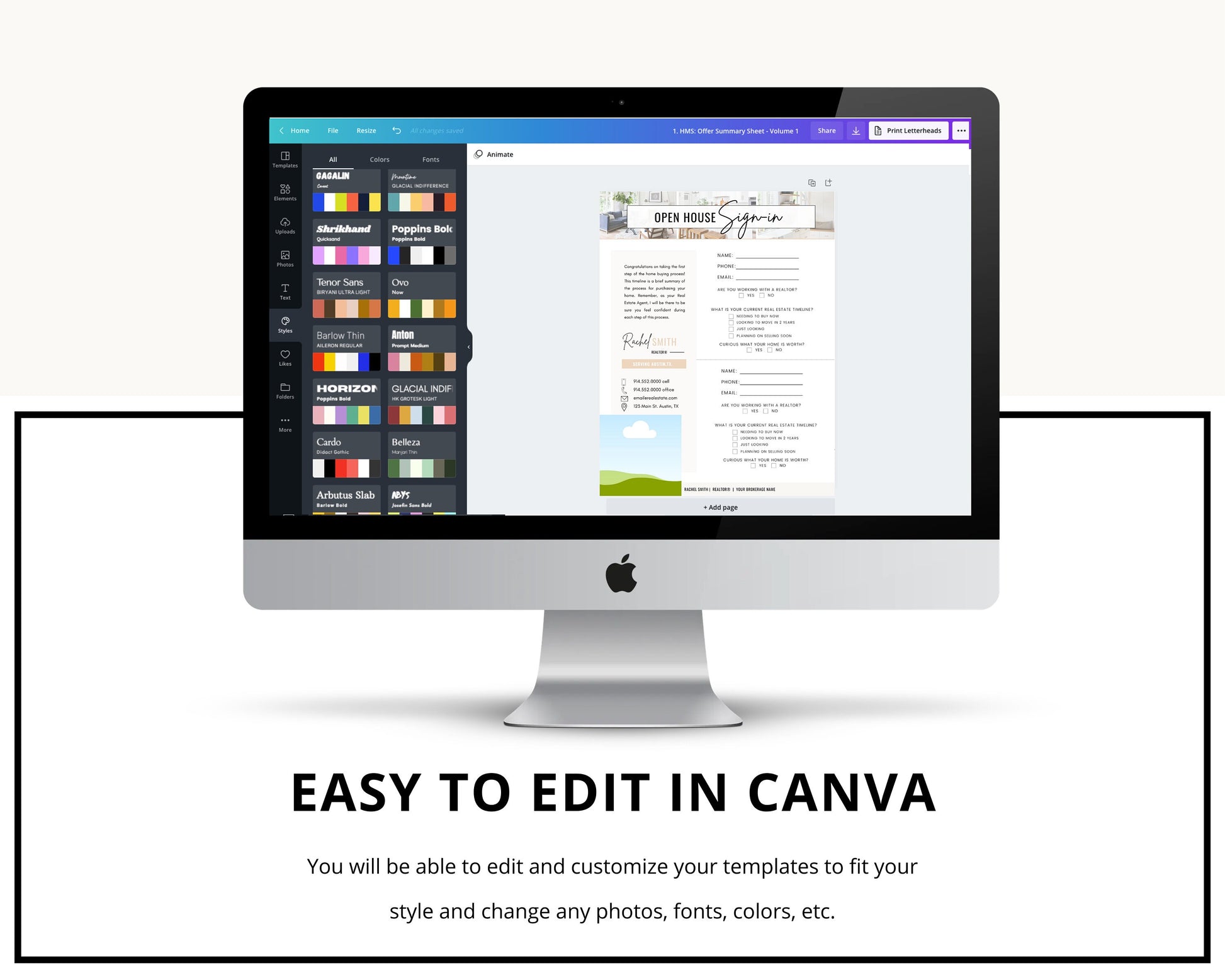 Open House Sign-In Sheet | Realtor Marketing Materials | Open House Sign In | Real Estate Marketing | Canva Template | Open House | Vol 4