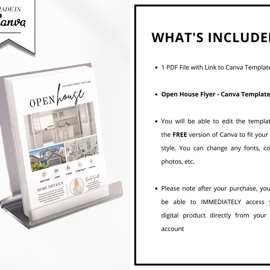Open House Flyer | Real Estate Open House Flyer Template | Just Listed Flyer | Real Estate Marketing | Editable Canva Template | Postcard