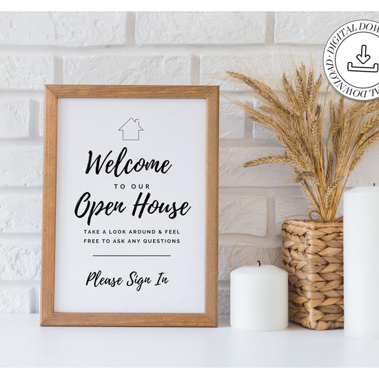Printable Open House Real Estate Welcome Sign | Real Estate Open House Flyer | Open House Sign In | Open House Template | Canva Template