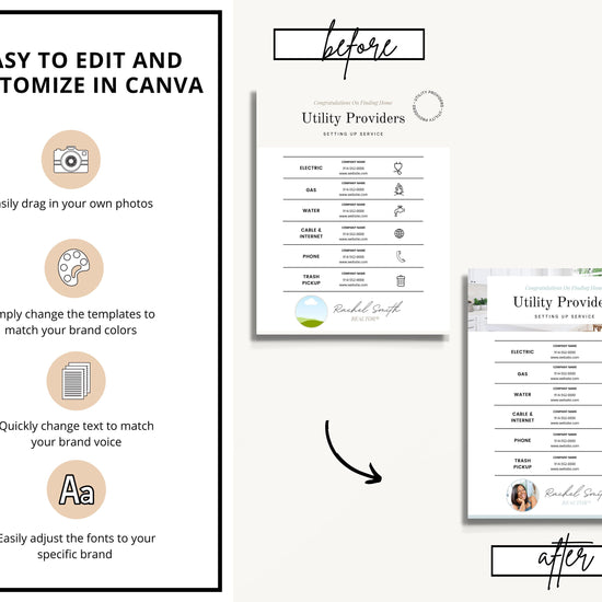 Real Estate Utility Provider List | Vendor List | Real Estate Marketing | Real Estate Canva Editable Template | Home Buyer Kit | Buyer Tools