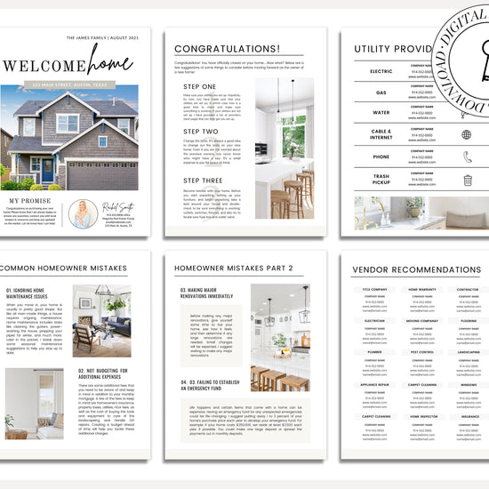 Real Estate Client Closing Guide Exit Packet | New Home Binder | Buyer Packet | Real Estate Marketing |Real Estate Home Buyer Canva Template