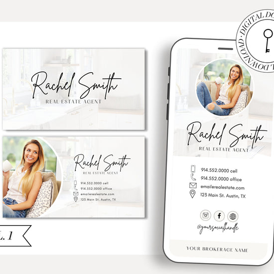 Digital Business Card & Business Card Bundle | Real Estate Marketing | Modern Real Estate Business Card | Entrepreneur | Canva Template