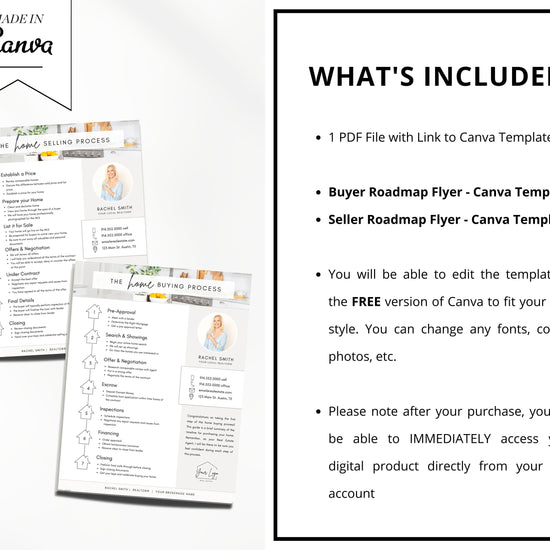 Home Seller Roadmap Guide | Buyer Roadmap Guide | Seller Flyer | Home Buying Timeline | Modern Marketing | Canva Template | Sell | Buy