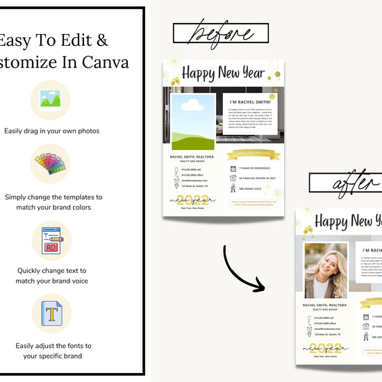 New Year Real Estate Flyer | 2023 Hello Neighbor Letter | Prospecting Flyer | Farming Letter | Real Estate Winter Marketing Flyer | Canva