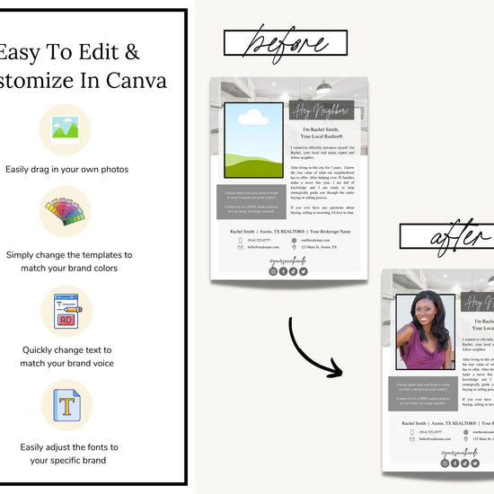 Real Estate Introduction Flyer | Real Estate Marketing | Canva Template | Real Estate Template | New Agent Flyer | Real Estate Postcard