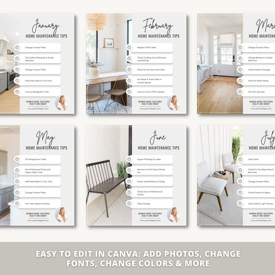 Monthly Maintenance Tips Instagram Posts | ReaI Estate Instagram Posts & Facebook Posts | Real Estate Marketing Canva Templates | Flyer