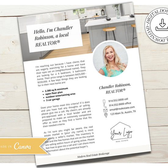 Real Estate Prospecting Letter | Neighborhood Farming Flyer | Editable Canva Template | Real Estate Postcard | Real Estate Marketing | Vol 3