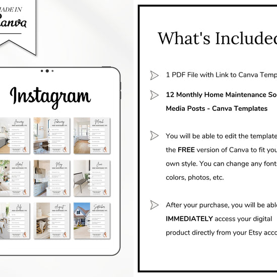 Monthly Maintenance Tips Instagram Posts | ReaI Estate Instagram Posts & Facebook Posts | Real Estate Marketing Canva Templates | Flyer