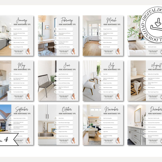 Monthly Maintenance Tips Instagram Posts | ReaI Estate Instagram Posts & Facebook Posts | Real Estate Marketing Canva Templates | Flyer