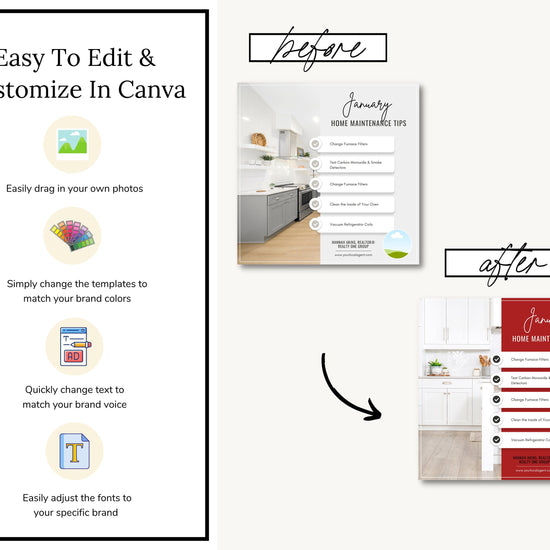 Monthly Maintenance Tips Instagram Posts | ReaI Estate Instagram Posts & Facebook Posts | Real Estate Marketing Canva Templates | Flyer