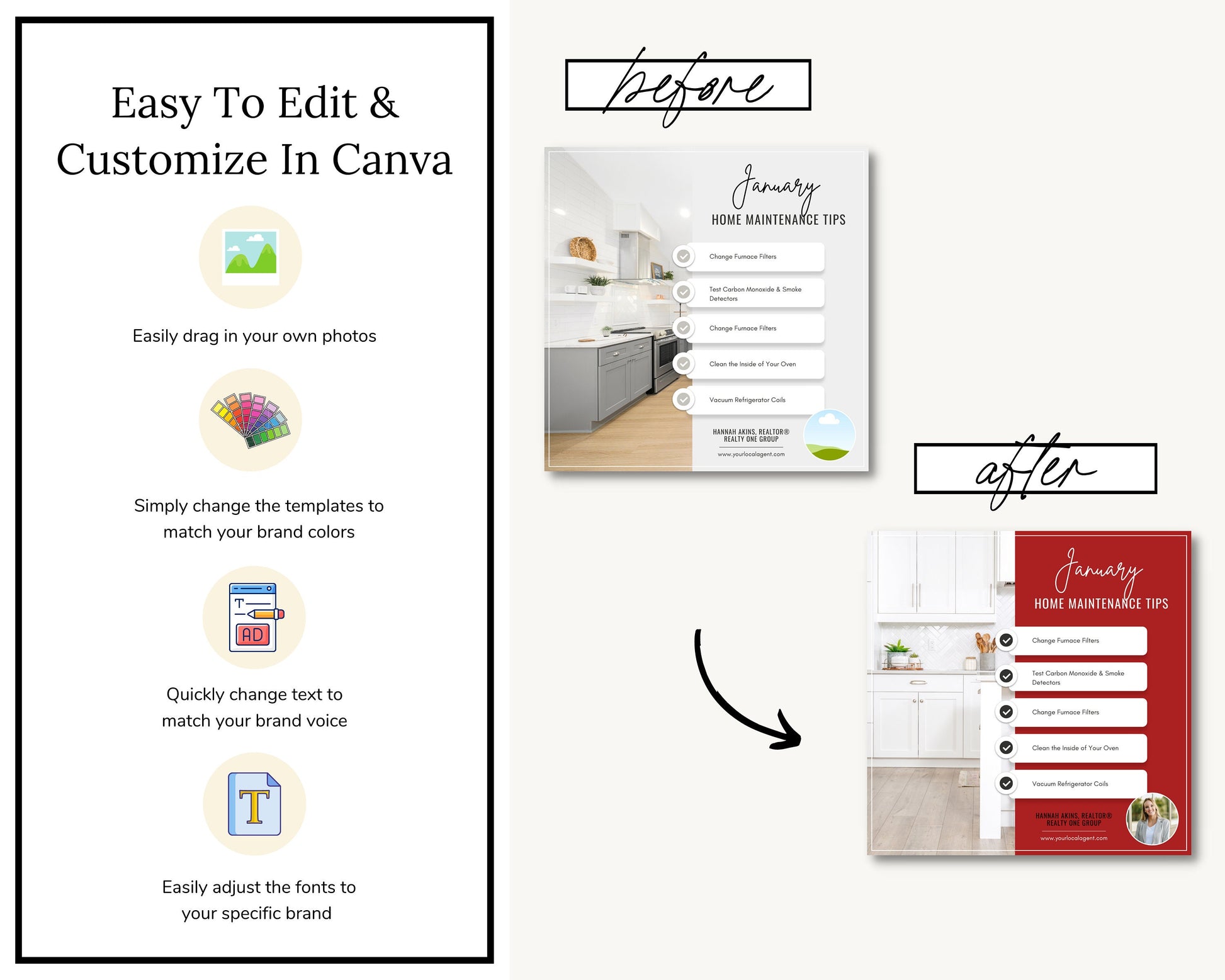 Monthly Maintenance Tips Instagram Posts | ReaI Estate Instagram Posts & Facebook Posts | Real Estate Marketing Canva Templates | Flyer