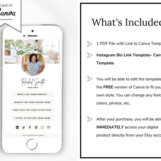 Link in Bio Instagram Template | Real Estate Marketing | Instagram Landing Page | Link Tree Alternate | Digital Download | Mini Website