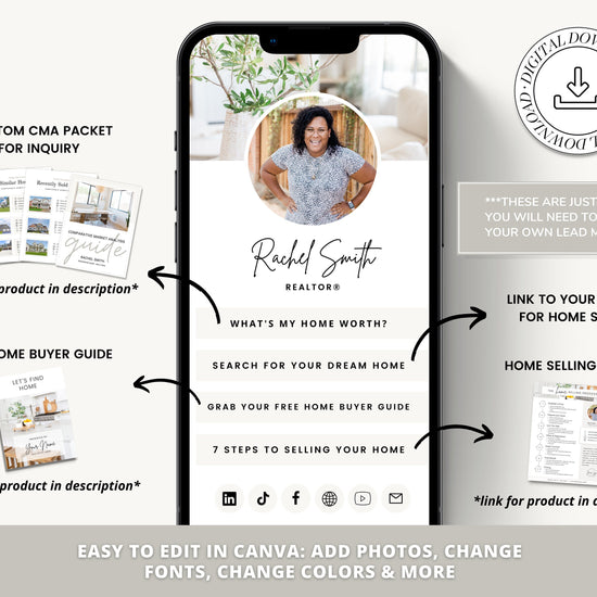 Link in Bio Instagram Template | Real Estate Marketing | Instagram Landing Page | Link Tree Alternate | Digital Download | Mini Website