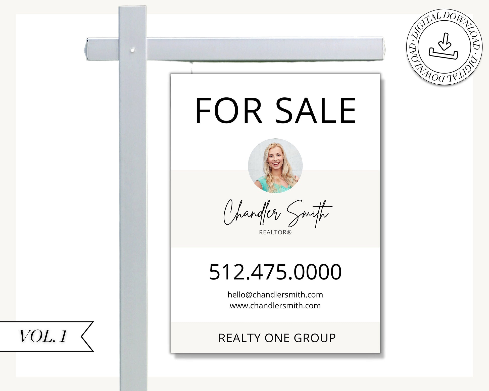 Real Estate Yard Sign Template | For Sale Yard Sign | Customizable For Sale Signage | Canva Template | Canva Template | Modern For Sale Sign