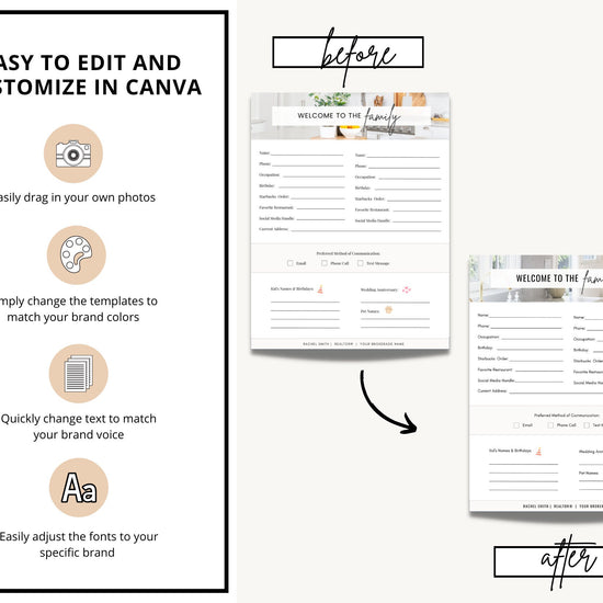 Real Estate Buyer Seller Intake Questionnaire | Get To Know You Form | Lead Intake Form | Real Estate Marketing Canva | Pop By Closing Gift