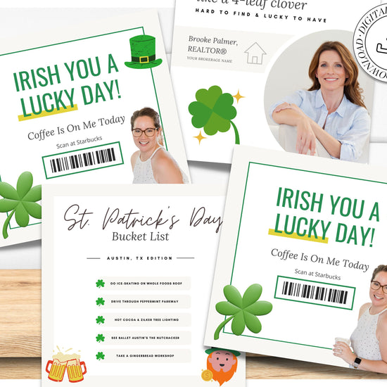 St Patricks Day Instagram Posts | Real Estate Agent Marketing Canva Templates | Real Estate Social Media Posts | St Patricks Day Pop By