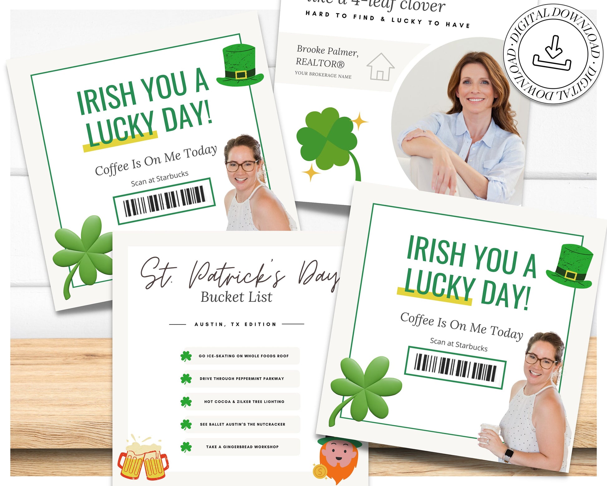 St Patricks Day Instagram Posts | Real Estate Agent Marketing Canva Templates | Real Estate Social Media Posts | St Patricks Day Pop By