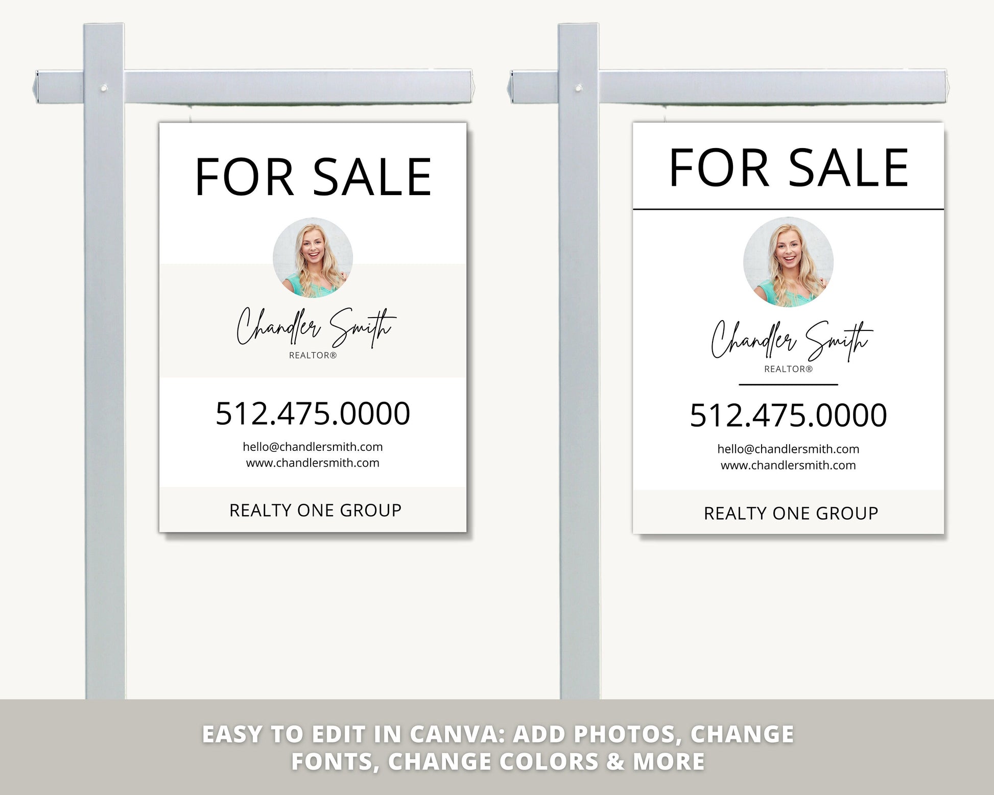 Real Estate Yard Sign Template | For Sale Yard Sign | Customizable For Sale Signage | Canva Template | Canva Template | Modern For Sale Sign