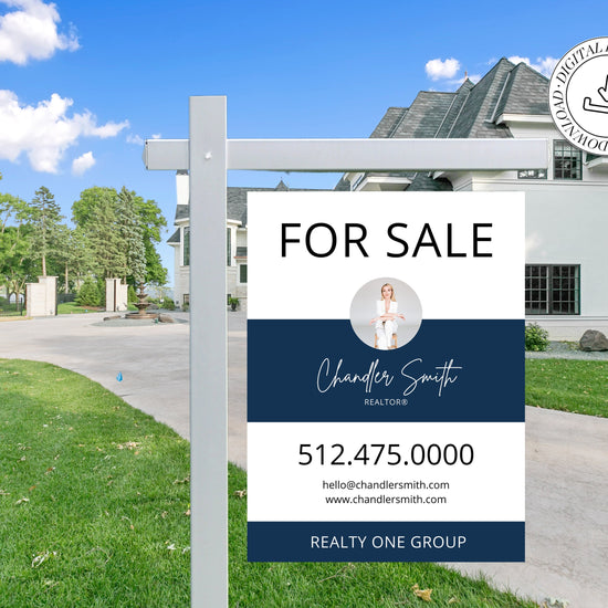 Real Estate Yard Sign Template | For Sale Yard Sign | Customizable For Sale Signage | Canva Template | Canva Template | Modern For Sale Sign