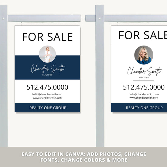 Real Estate Yard Sign Template | For Sale Yard Sign | Customizable For Sale Signage | Canva Template | Canva Template | Modern For Sale Sign