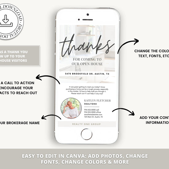 Digital Thank You Card | Real Estate Business Card | Open House Thank You Card | Real Estate Marketing | Entrepreneur | Invitation | Vol 2