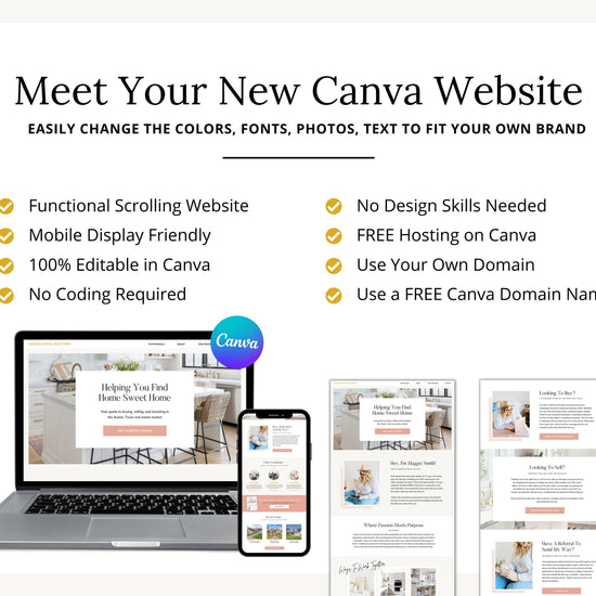 Real Estate Canva Website | Real Estate Agent Website | Canva Website Template | Business Website | Real Estate Marketing | Link In Bio