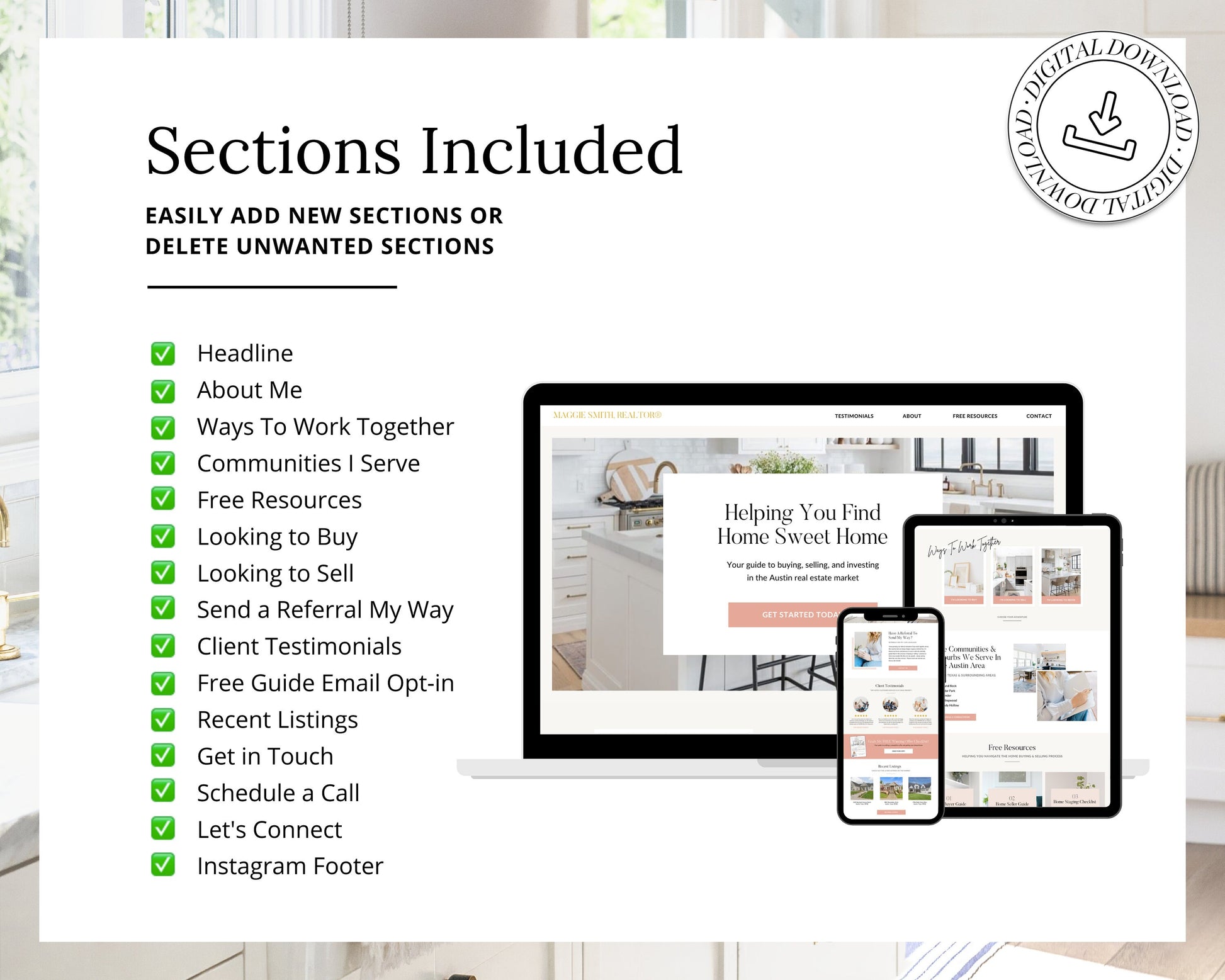 Real Estate Canva Website | Real Estate Agent Website | Canva Website Template | Business Website | Real Estate Marketing | Link In Bio