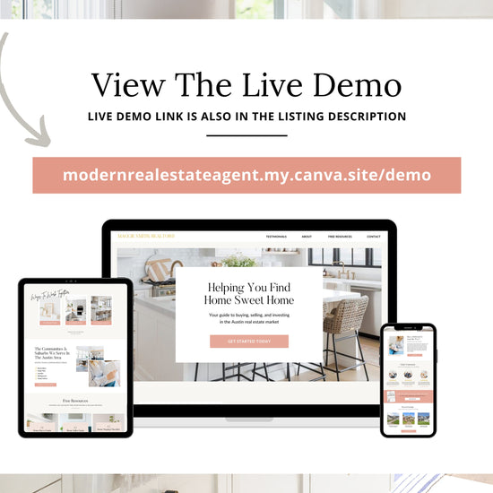 Real Estate Canva Website | Real Estate Agent Website | Canva Website Template | Business Website | Real Estate Marketing | Link In Bio