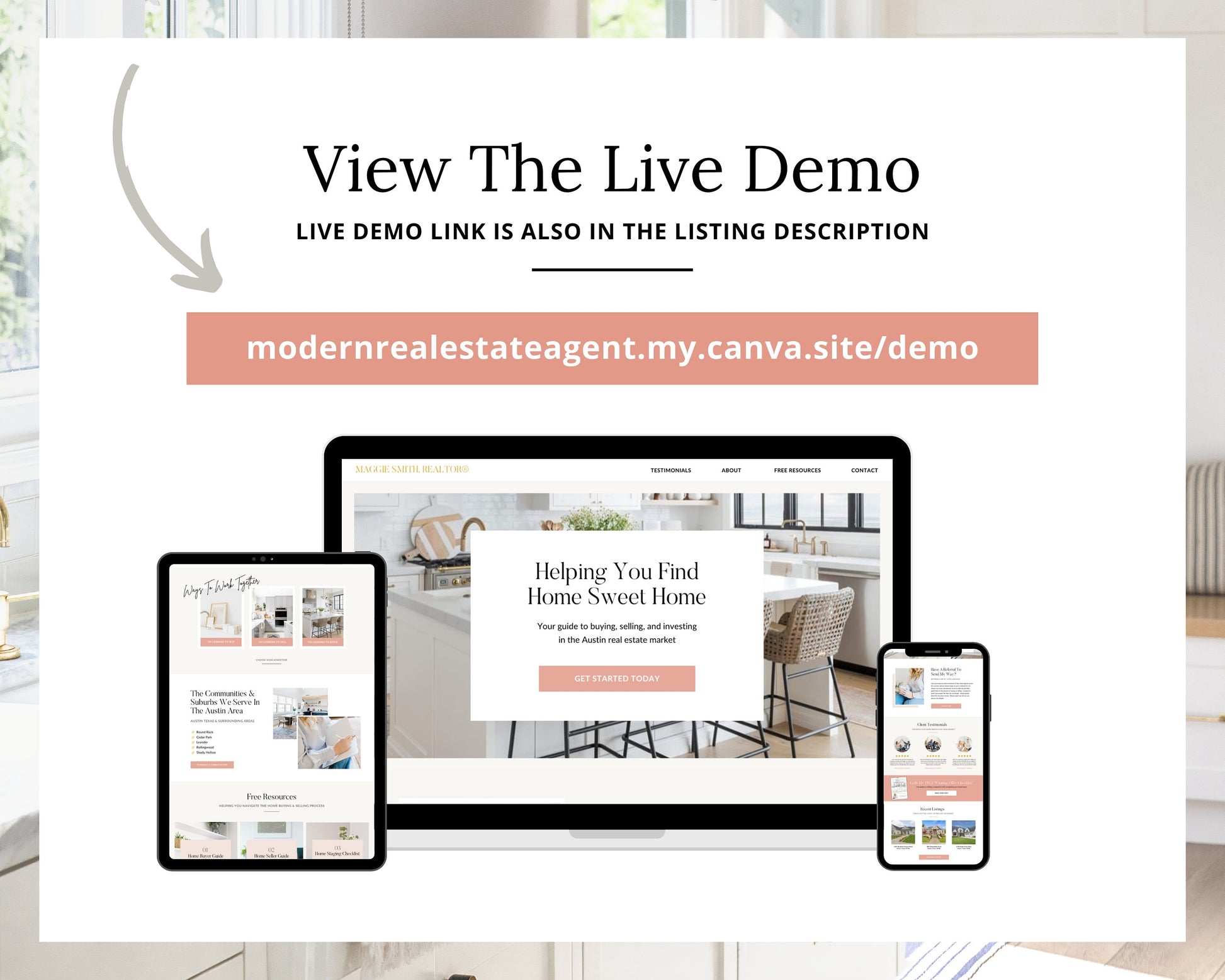 Real Estate Canva Website | Real Estate Agent Website | Canva Website Template | Business Website | Real Estate Marketing | Link In Bio