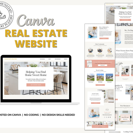 Real Estate Canva Website | Real Estate Agent Website | Canva Website Template | Business Website | Real Estate Marketing | Link In Bio