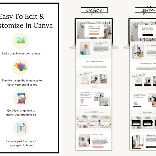 Real Estate Canva Website | Real Estate Agent Website | Canva Website Template | Business Website | Real Estate Marketing | Link In Bio