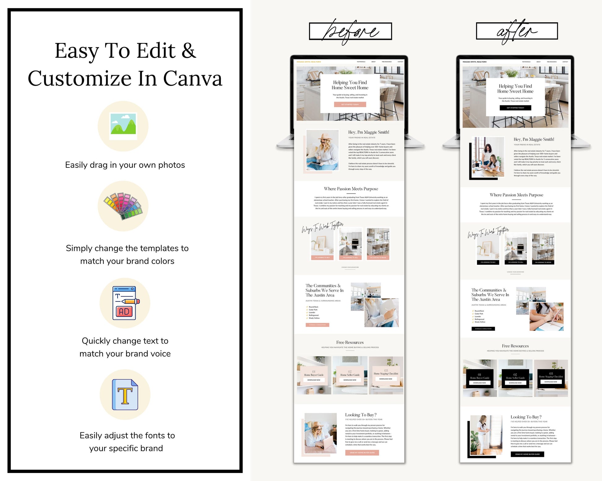 Real Estate Canva Website | Real Estate Agent Website | Canva Website Template | Business Website | Real Estate Marketing | Link In Bio