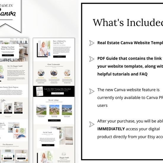 Real Estate Canva Website | Black Real Estate Agent Website | Canva Website Template | Business Website Real Estate Marketing | Link In Bio