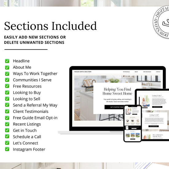 Real Estate Canva Website | Black Real Estate Agent Website | Canva Website Template | Business Website Real Estate Marketing | Link In Bio