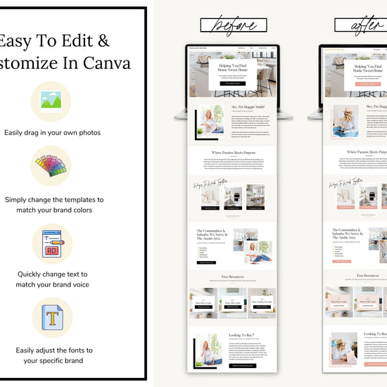 Real Estate Canva Website | Black Real Estate Agent Website | Canva Website Template | Business Website Real Estate Marketing | Link In Bio
