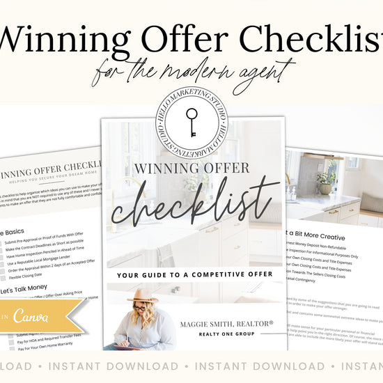 Winning Offer Checklist | Strong Offer Checklist | Offer Summary Cover Sheet | Real Estate Marketing | Multiple Offer Offer | Buying Power