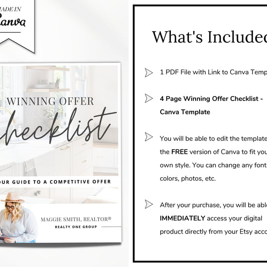 Winning Offer Checklist | Strong Offer Checklist | Offer Summary Cover Sheet | Real Estate Marketing | Multiple Offer Offer | Buying Power