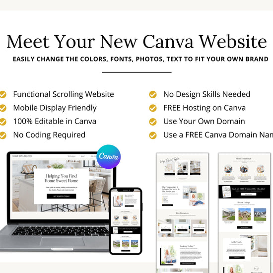 Real Estate Canva Website | Black Real Estate Agent Website | Canva Website Template | Business Website Real Estate Marketing | Link In Bio