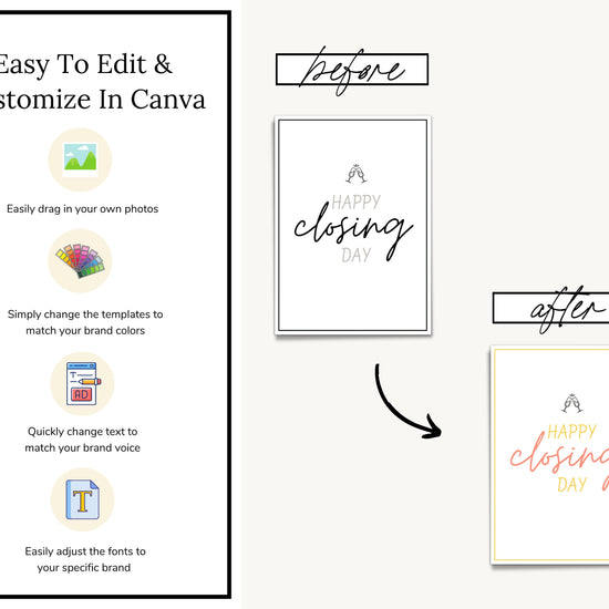 Happy Closing Day Real Estate Greeting Card | Real Estate Agent Card | Mortgage Lender Cards | Loan Officer Cards Real Estate Canva Template