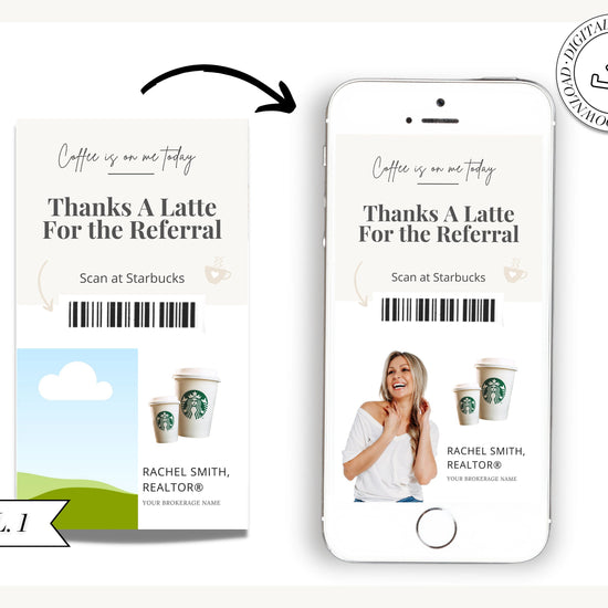 Digital Referral Card | Thanks A Latte for the Referral | Real Estate Marketing | Real Estate Farming Card | Real Estate Coffee Gift Card