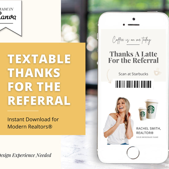 Digital Referral Card | Thanks A Latte for the Referral | Real Estate Marketing | Real Estate Farming Card | Real Estate Coffee Gift Card
