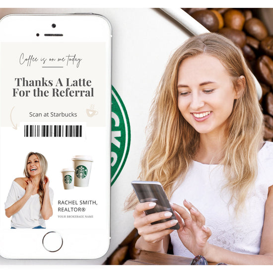 Digital Referral Card | Thanks A Latte for the Referral | Real Estate Marketing | Real Estate Farming Card | Real Estate Coffee Gift Card